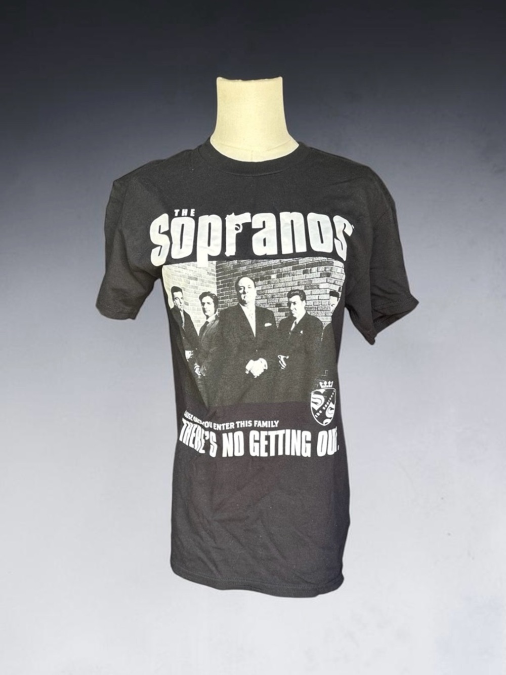 Soprano Black Tee with White Graphic Cast Print